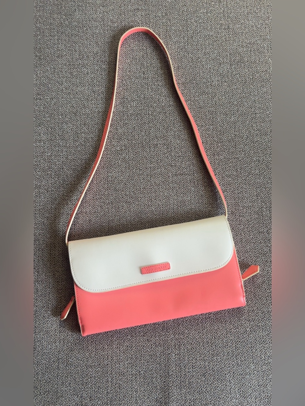 Vera Bradley Coral Pink and White Crossbody Shoulder Bag